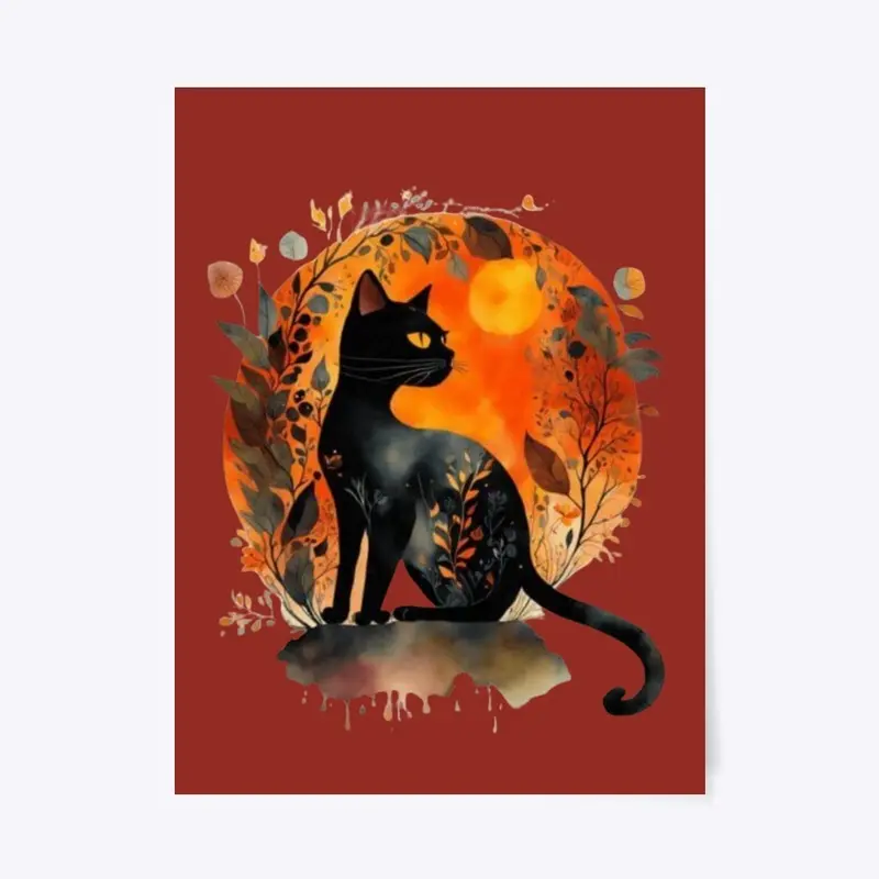 Black Cat in the Fall